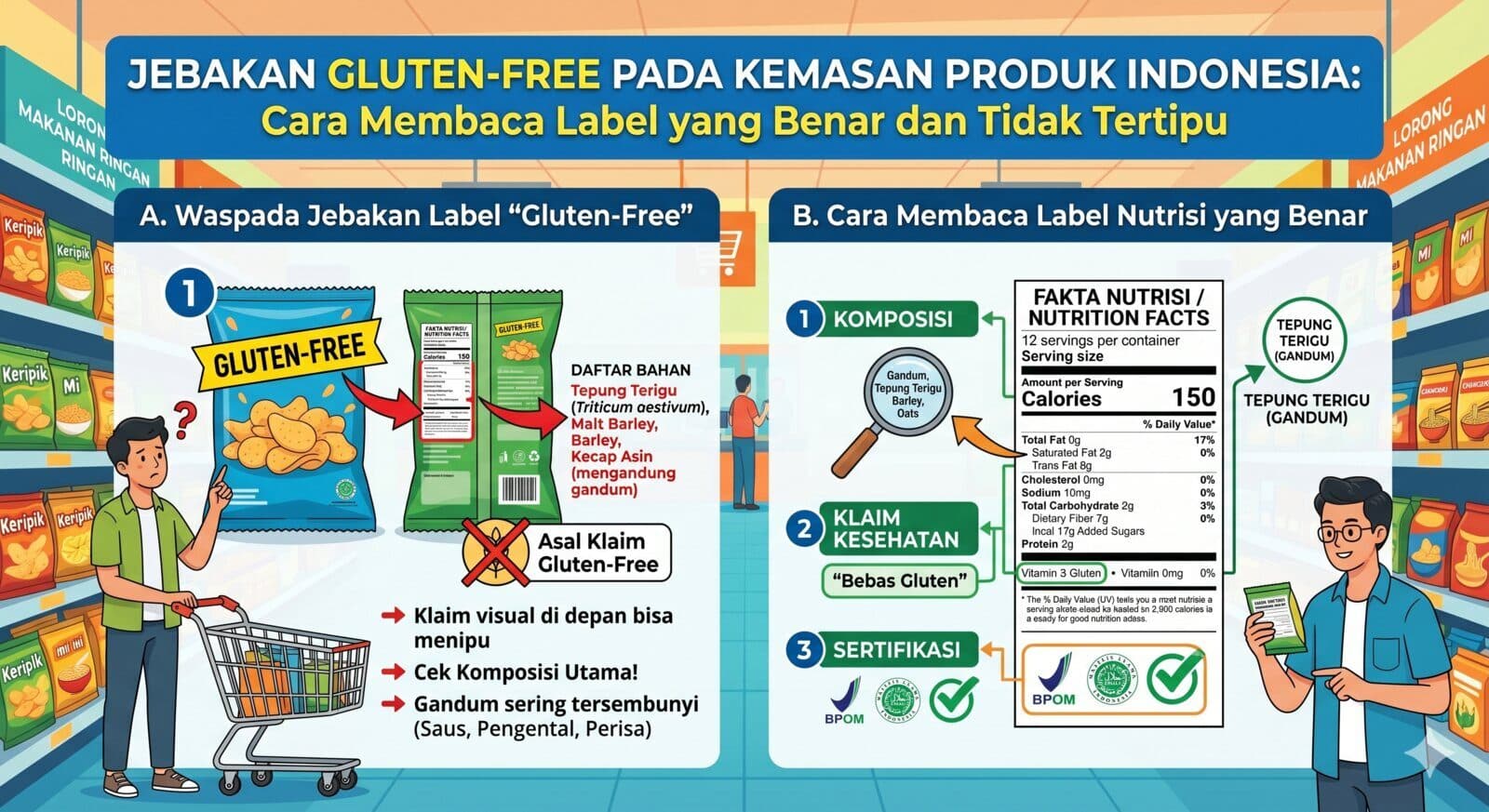Jebakan "Gluten-Free" di Kemasan Produk Indonesia: Cara Membaca Label yang Benar dan Tidak Tertipu untuk pembaca Indonesia dari Teteh Geulish