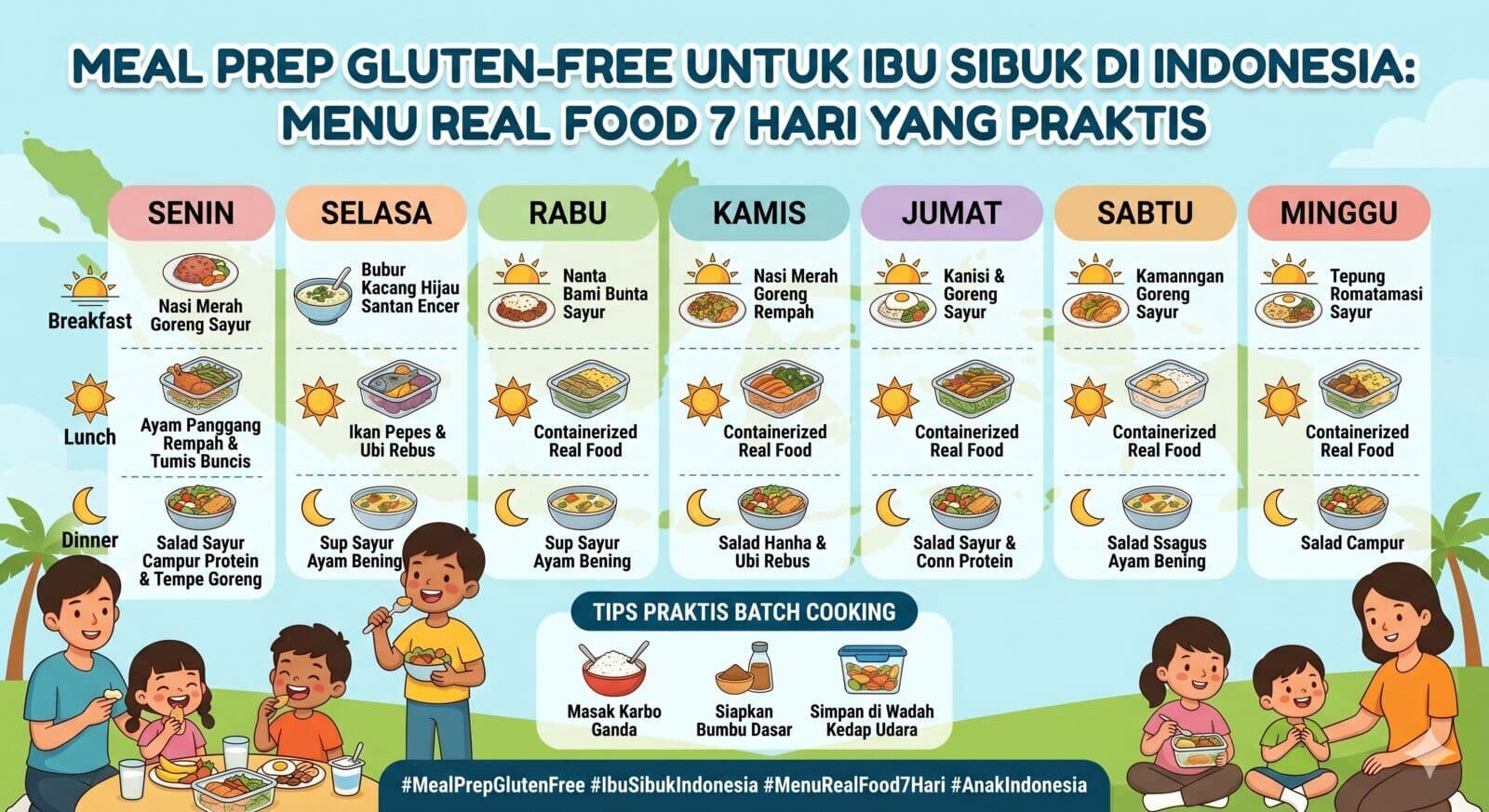 Meal Prep Gluten-Free untuk Ibu Sibuk di Indonesia: Menu Real Food 7 Hari yang Praktis untuk pembaca Indonesia dari Teteh Geulish