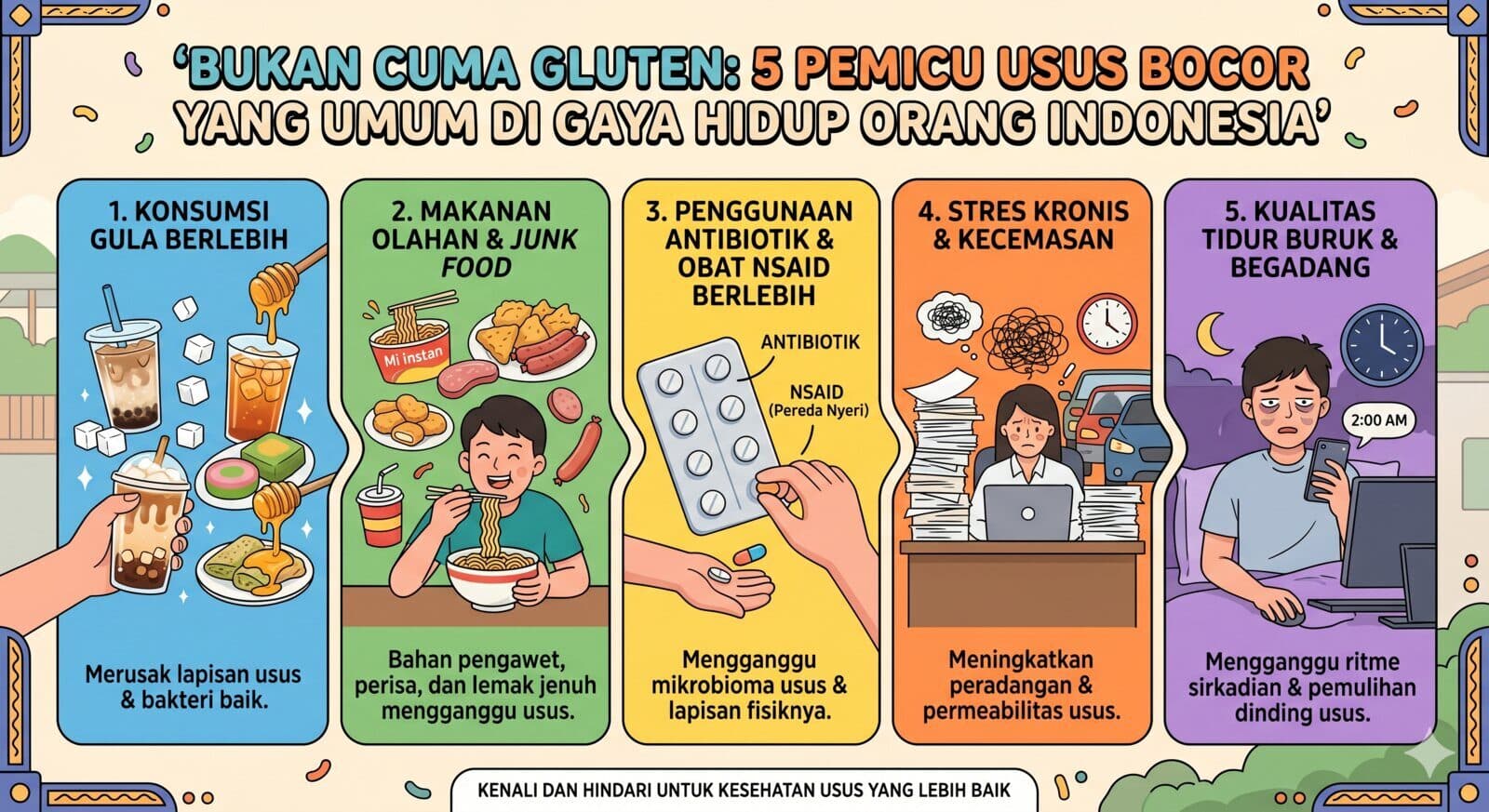 Bukan Cuma Gluten: 5 Pemicu Usus Bocor yang Umum di Gaya Hidup Orang Indonesia